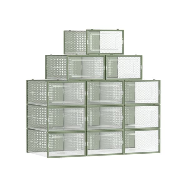 Rootz 12 Pack kenkälaatikon järjestäjä - Säilytyssäiliö - Kirkkaat muoviastiat - Pinottava muotoilu - PP-materiaali - 33,5 cm x 23,2 cm x 14,3 cm