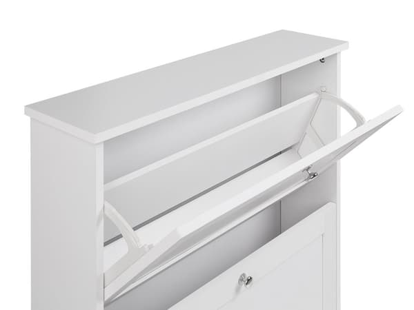 Skoskåp Vit Spånskiva Ben 2 Dörrar Modern Design Förvaringsmöbel Hall
