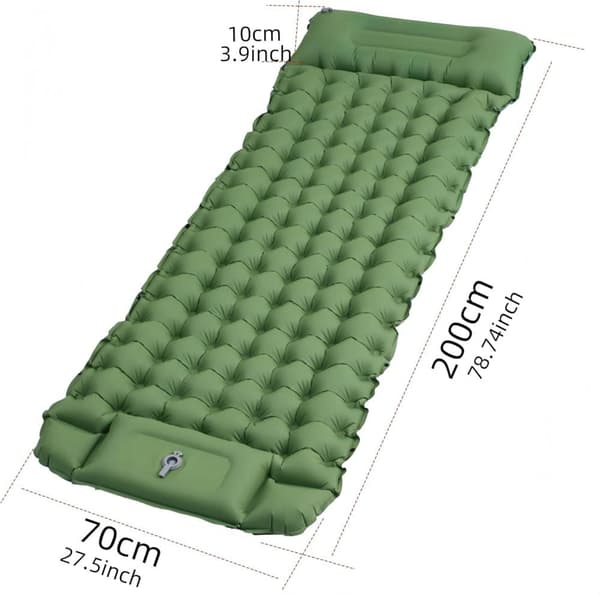 Lollanda Air madras med fodpumpe 200×70×10 cm – oppusteligt liggeunderlag til camping, bil og rejse