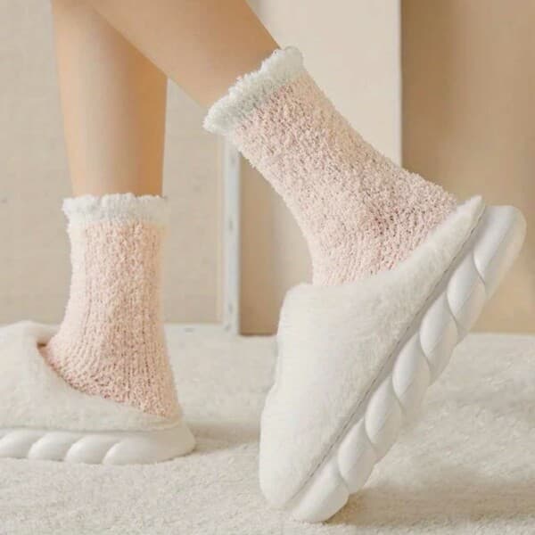 Lurviga Raggsockor – Plysch Varm Fleece Rosa