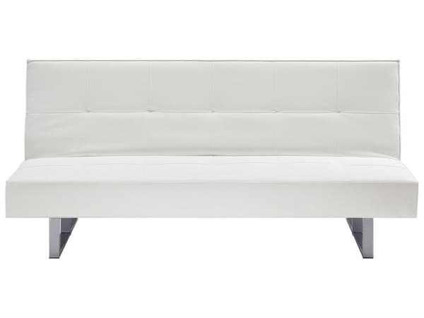Vuodesohva valkoinen 189 x 85 x 88 cm keinonahka metalli puu kolmelle käsinojaton säädettävä