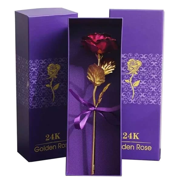 Rosa 24 Karat Guldpläterad Ros 24k i Gåvoförpackning