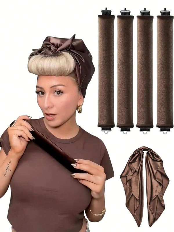 3 kpl Heatless Hair Curlers - Hiusrullat kihartamaan hiukset ilman lämpöä Vaaleanpunainen