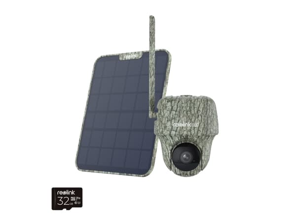 Reolink Go Series G450 + Aurinkopaneeli 2, IP-turvakamera, ulkokäyttöön, langallinen ja langaton, Google Assistant, katto/seinä, naamioitu Maastoväri