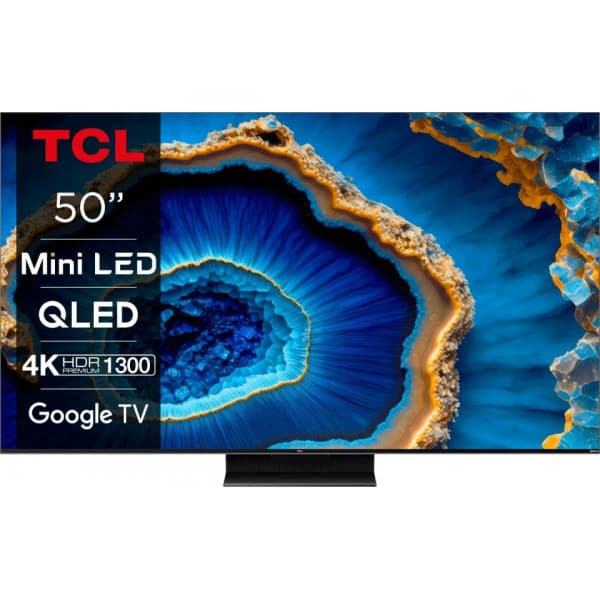 TCL C805 50" 4K QLED Mini-LED Google TV Svart