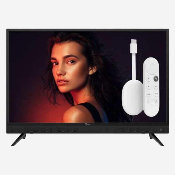 32" HD 12V-230V TV med indbygget soundbar + Google Chromecast til autocampere og campingvogne
