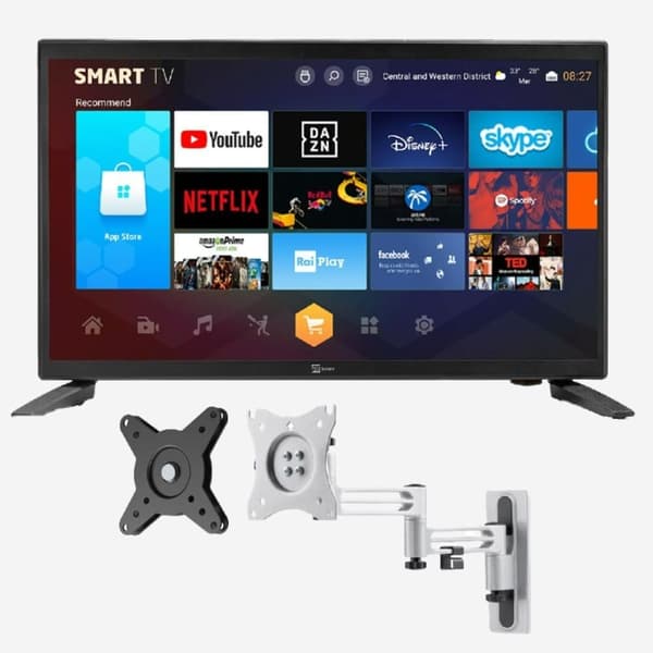 Smart HD Slim TV til Autocamper & Campingvogn 19 tommer 12 volt Palco inkl. drejeligt vægbeslag
