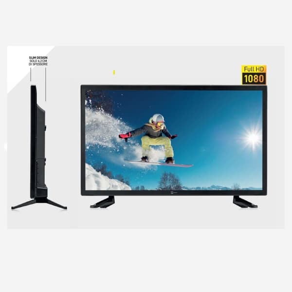27" Full HD LED TV 12V / 230V Slim Design Chromecast-pakke Perfekt til campingvogne og autocampere