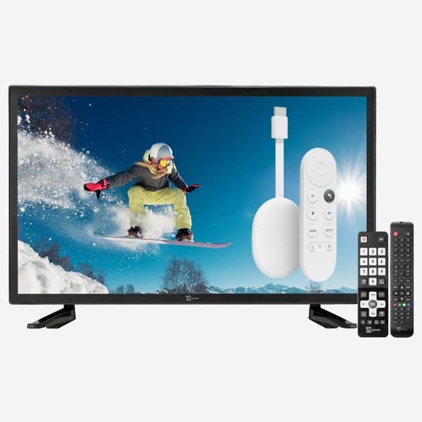 27" Full HD LED TV 12V / 230V Slim Design Chromecast-pakke Perfekt til campingvogne og autocampere