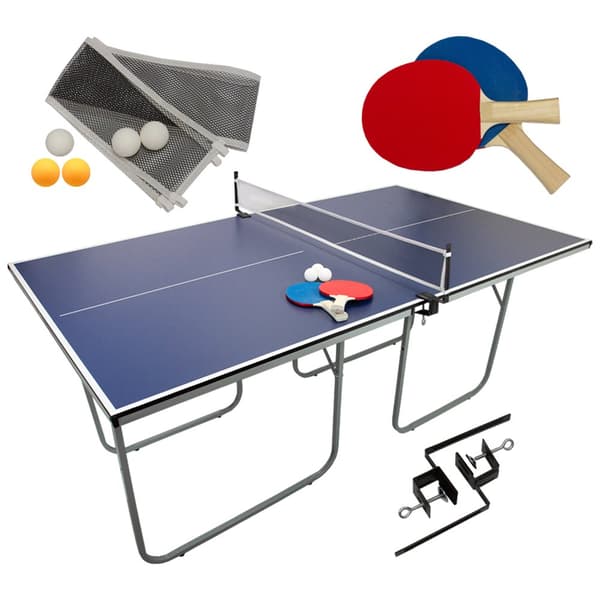 HOPFÄLLBART PINGISBORD | Nät, 2 Racketar och 5 Bollar INKLUDERADE, 102x76x181 cm | Järn + MDF | Pingisbord Garage Multifunktionsbord för Vuxna Pingis