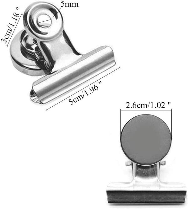 10-Pack Bulldog Clip / Klämma i Stål med Magnet