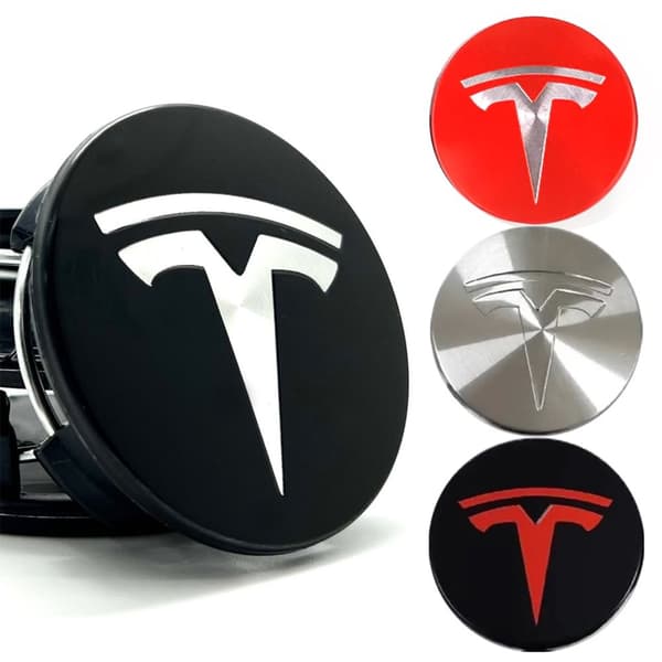 4-Pak - Tesla Senterkopper - Bil Svart/silver 4-Pak - Tesla Senterkopper - Bil Svart/silver