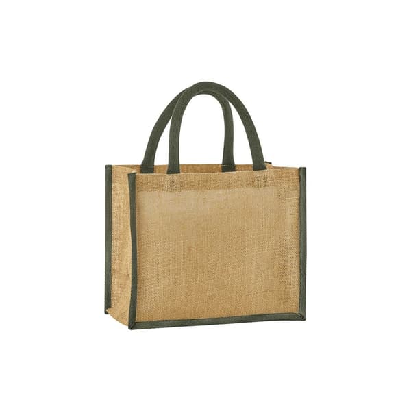 Westford Mill Starched Jute Midi Tote Bag Natural/Olive Green One Size