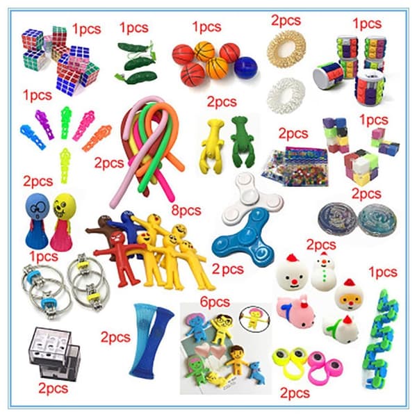 50 stk Fidget Pop it legetøjspakke til børn og voksne