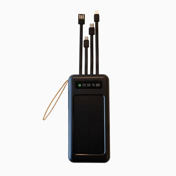 Externt batteri, Powerbank med solceller 20 000 mAh | SUNMATIC| Högkapacitets powerbank, Dual USB & Type-C bärbart externt batteri med LED-ficklampa
