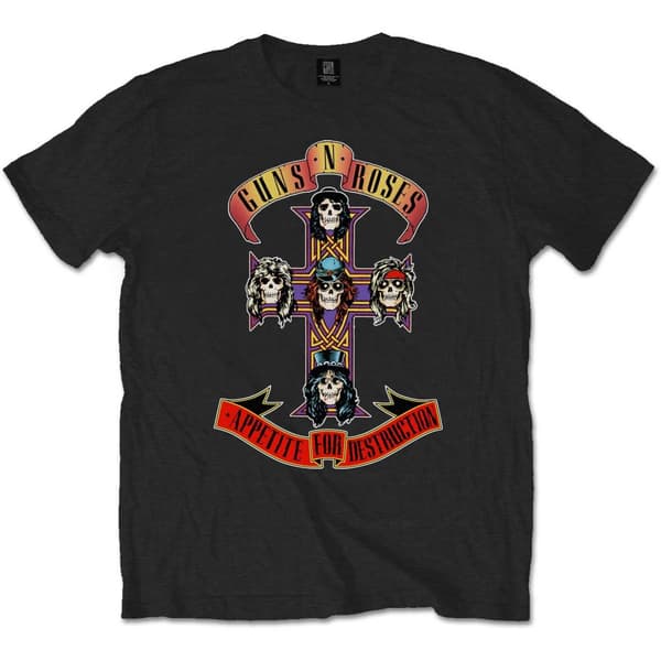 Guns N Roses Unisex Adult Appetite For Destruction T-Shirt Black XL