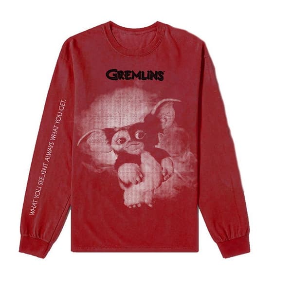 Gremlins Unisex T-shirt med grafisk print i bomuld med lange ærmer til voksne Red S