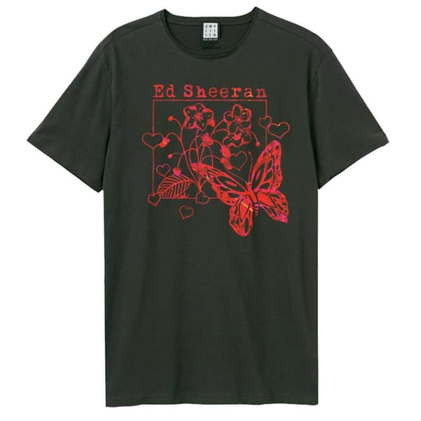 Amplified Unisex Adult Line Art Butterfly Ed Sheeran T-Shirt