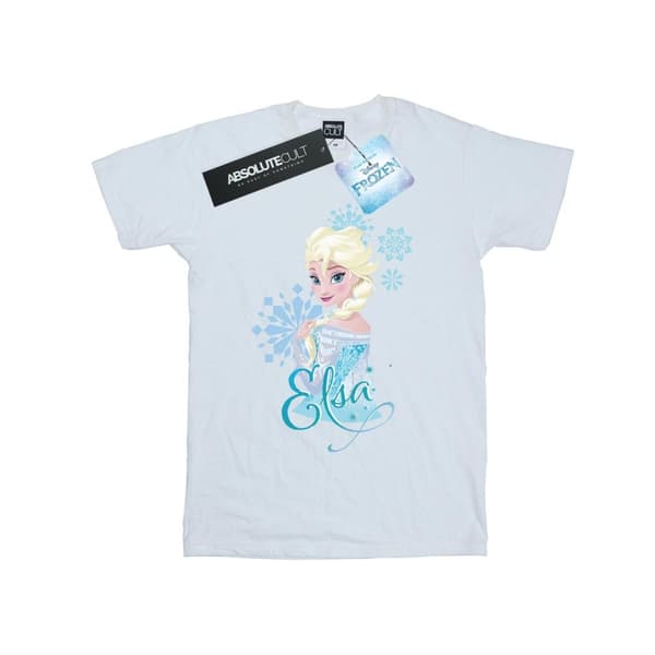 Disney Mens Frozen Elsa Snowflakes T-Shirt White XL