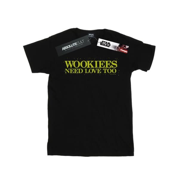 Star Wars Womens/Ladies Wookiees Need Love Too Cotton Boyfriend T-Shirt Black XL