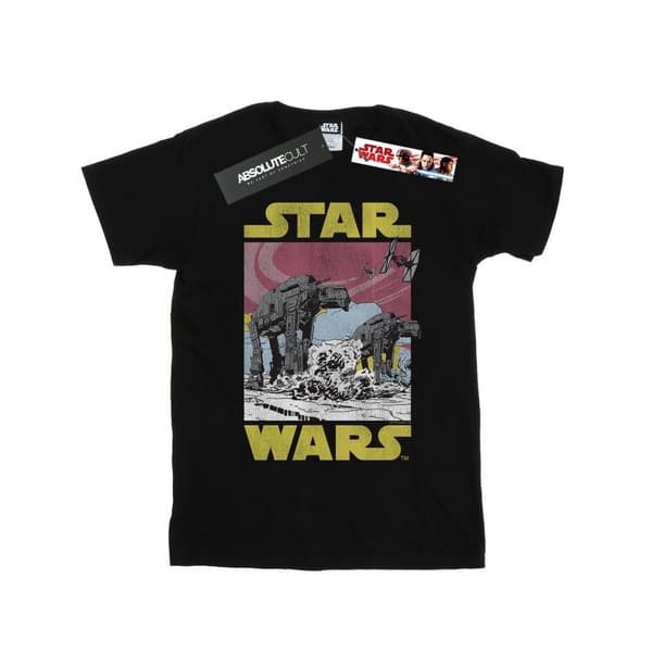 Star Wars Womens/Ladies The Last Jedi AT-AT Cotton Boyfriend T-Shirt Black XXL
