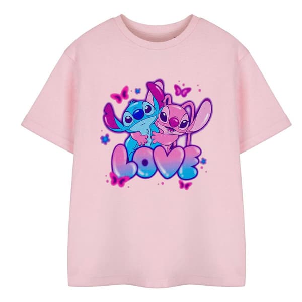 Lilo & Stitch Girls Love Short-Sleeved T-Shirt Pink 9-10 Years