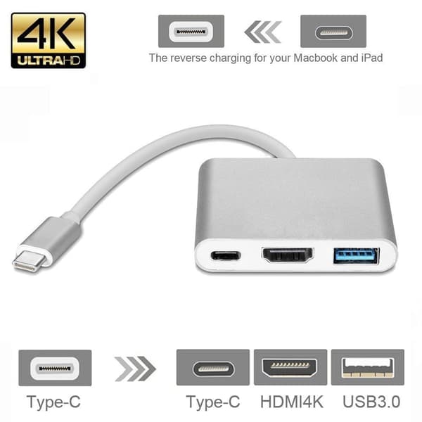 INF USB-C multiportadapter for USB, USB-C (USB PD), 4K HDMI-kompatibel