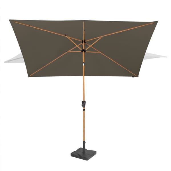 VONROC Premium Stangparasol Rapallo 200x300cm - inkl. □ Betonfod og overtræk - rektanglær | Trælook | Taupe