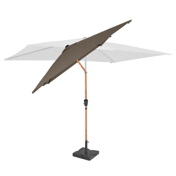 VONROC Premium Stangparasol Rapallo 200x300cm - inkl.  □ Betonfod og overtræk - rektanglær | Trælook | Taupe