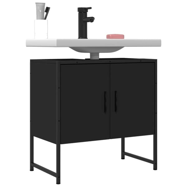 vidaXL Kylpyhuoneen pesuallaskaappi musta 60x33x60 cm tekninen puu -  Kampauspöydät