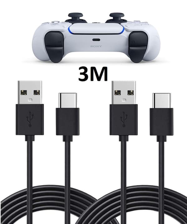 2-Pack 3m 3 Meter Laddkabel - för PS5/ Playstation 5 USB-C 2-Pack 3m 3 Meter Laddkabel - för PS5/ Playstation 5 USB-C